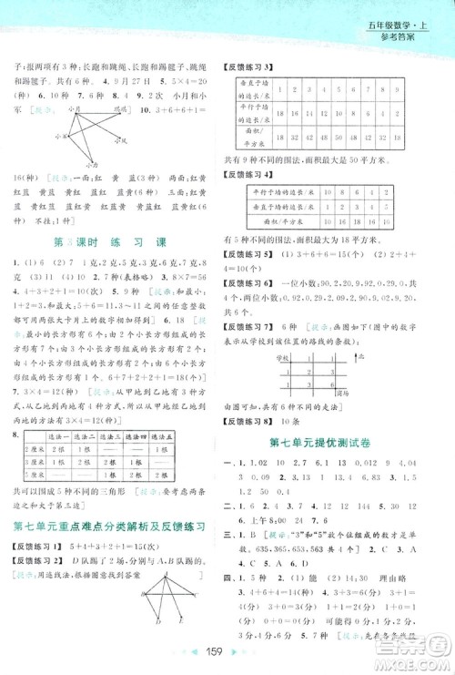 亮点给力提优课时作业本五年级数学上册2018年苏教版答案