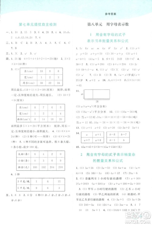 亮点给力提优班2018多维互动空间五年级数学上册江苏版答案