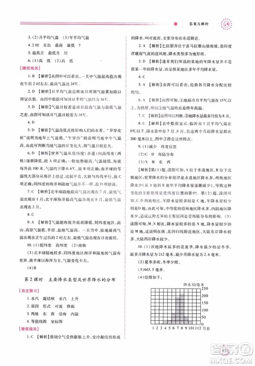 2018年初一绩优学案7年级地理上册湘教版参考答案