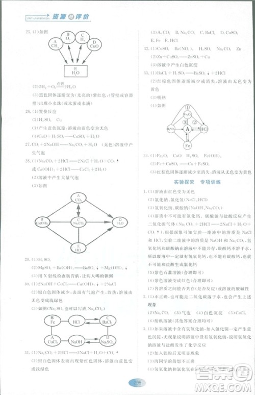 2018资源与评价九年级化学全一册人教版参考答案