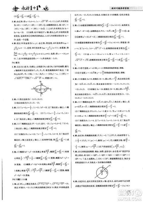 2018教材1+1高中数学选修1-1人教A版参考答案