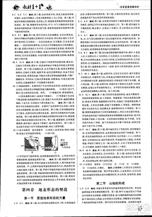 2018教材1+1高中地理人教版必修1参考答案