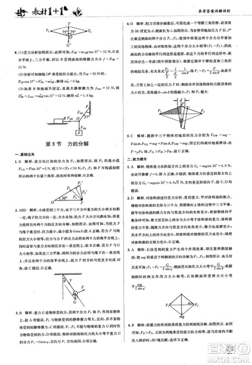 2018教材1+1人人教版高中物理必修1参考答案