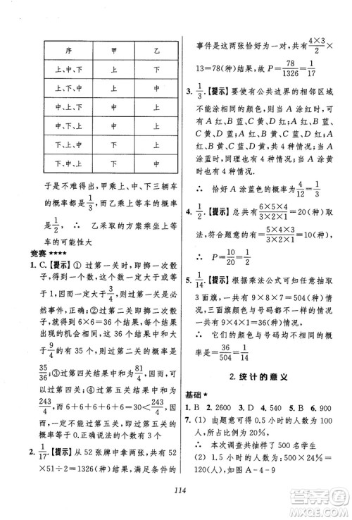 2018年初中四星级题库数学第六版参考答案