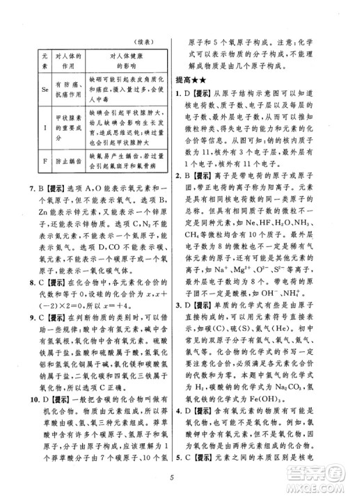 2018年常春藤初中四星级题库化学参考答案 2018年常春藤初中四星级题库化学参考答案