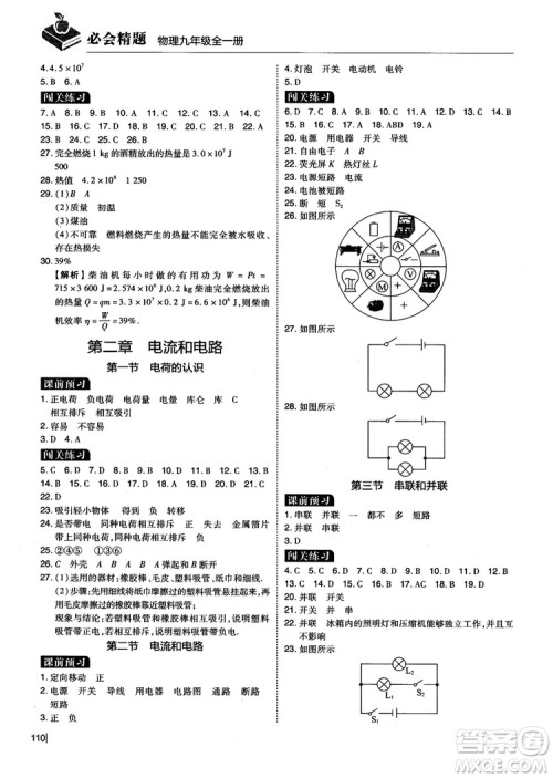2018年九年级全一册学而思必会精题物理参考答案