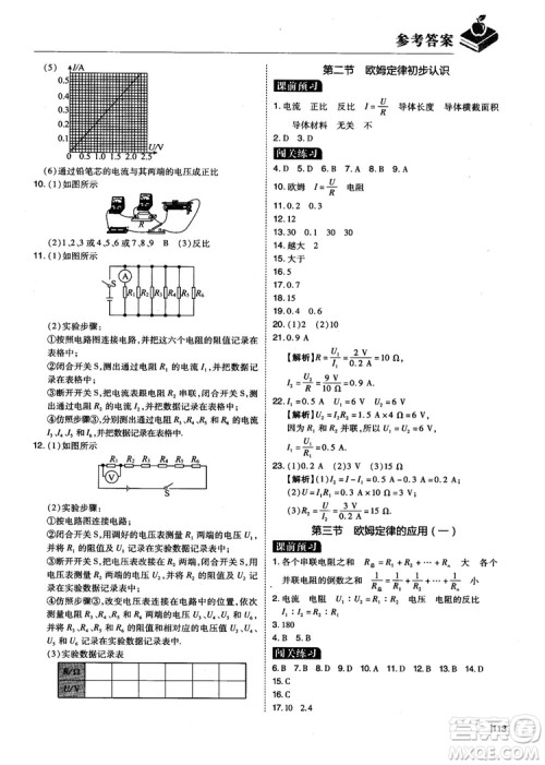 2018年九年级全一册学而思必会精题物理参考答案