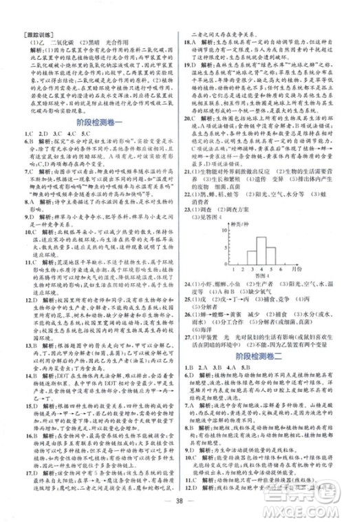 2018人教版七年级上册生物学课时练同步学历案答案