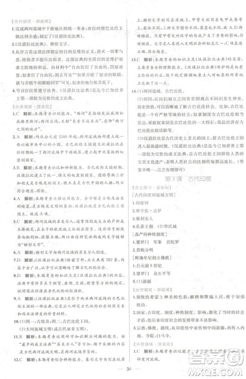 9787107328473人教版课时练世界历史九年级上册同步学历案答案