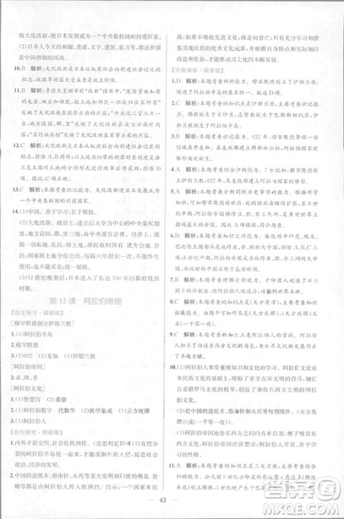 9787107328473人教版课时练世界历史九年级上册同步学历案答案