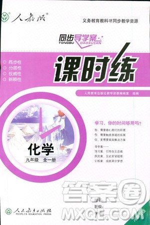2018年同步导学案课时练化学九年级全一册人教版参考答案