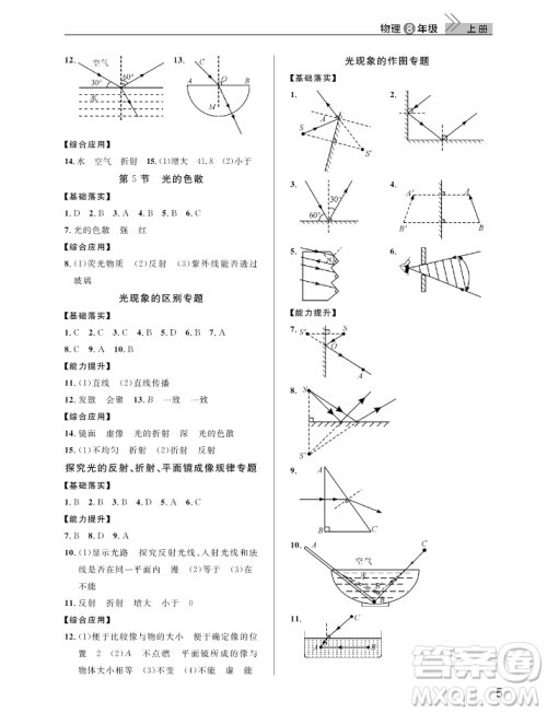 武汉出版社2018智慧学习课堂作业人教版8年级物理上册答案 武汉出版社2018智慧学习课堂作业人教版8年级物理上册答案