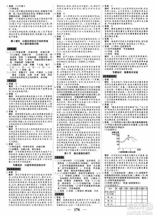 2018衡水重点中学同步精讲精练新课标人教版高考调研生物必修3参考答案