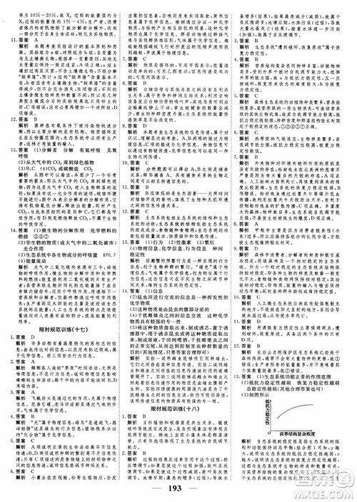 2018衡水重点中学同步精讲精练新课标人教版高考调研生物必修3参考答案