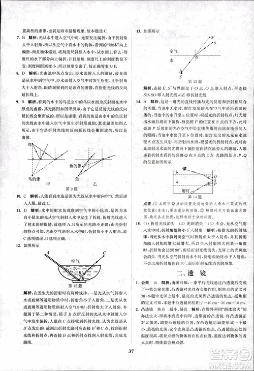 2018秋拔尖作业本八年级物理上册苏科版参考答案