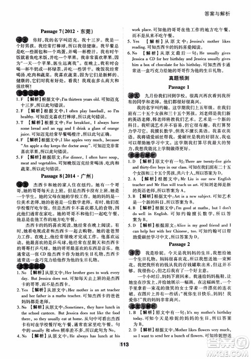 2018年木头马英语阅读强化训练100篇5年级通用版参考答案