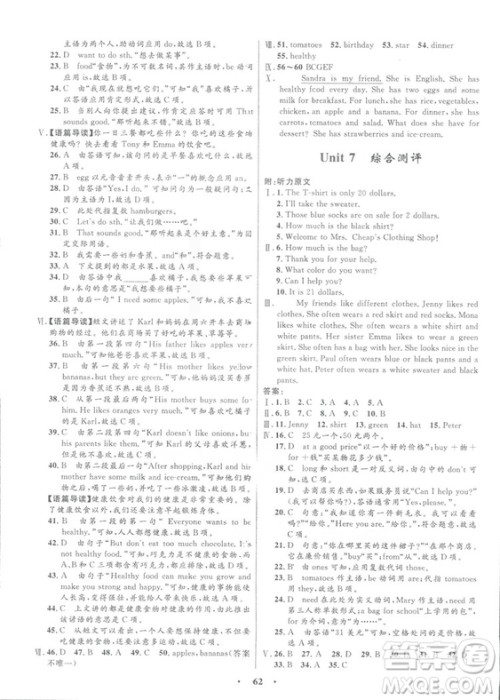 2018初中同步学考优化设计英语七年级上册人教版答案 2018初中同步学考优化设计英语七年级上册人教版答案