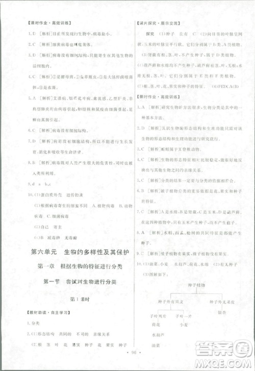 2018天舟文化能力培养与测试生物学八年级上册人教版答案答案 2018天舟文化能力培养与测试生物学八年级上册人教版答案答案
