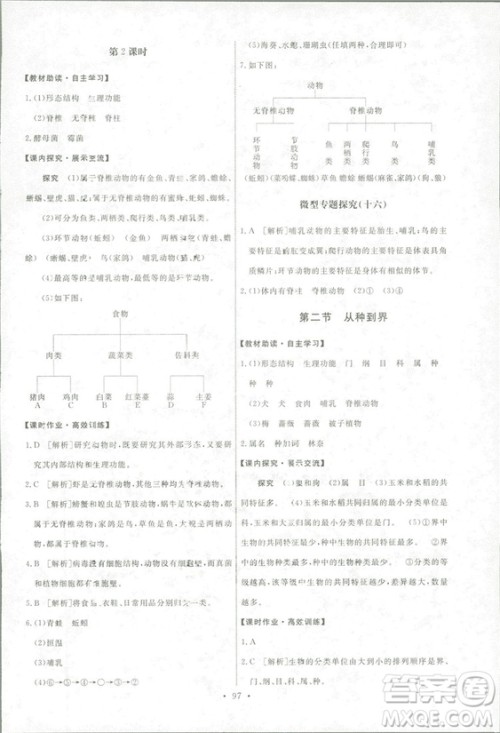 2018天舟文化能力培养与测试生物学八年级上册人教版答案答案 2018天舟文化能力培养与测试生物学八年级上册人教版答案答案