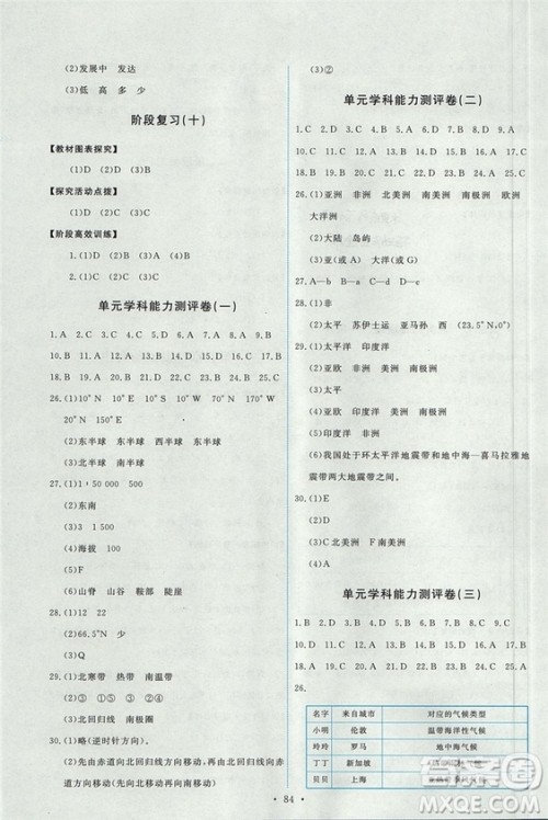 9787107317187能力培养与测试七年级地理上册人教版答案