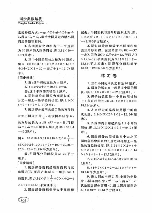 2018年新课程标准同步奥数培优小学生六年级人教版参考答案