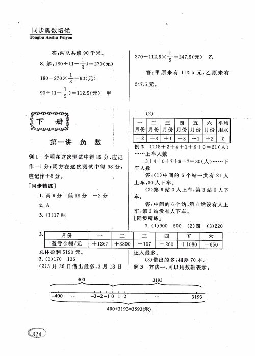 2018年新课程标准同步奥数培优小学生六年级人教版参考答案