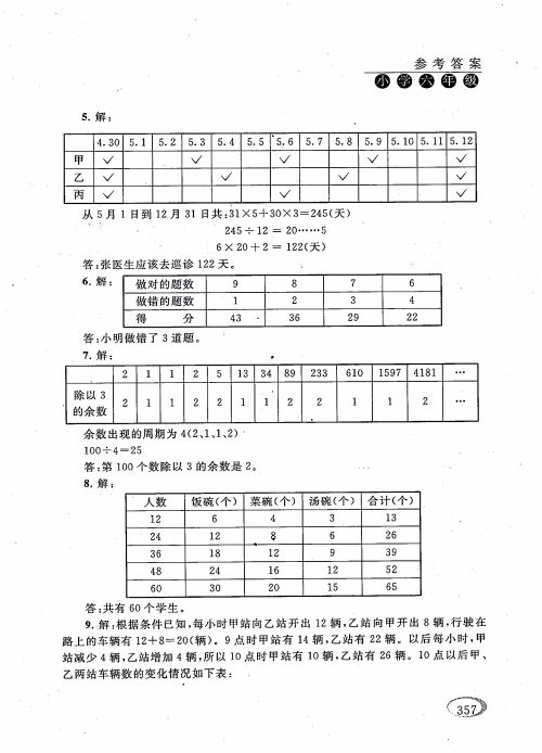 2018年新课程标准同步奥数培优小学生六年级人教版参考答案