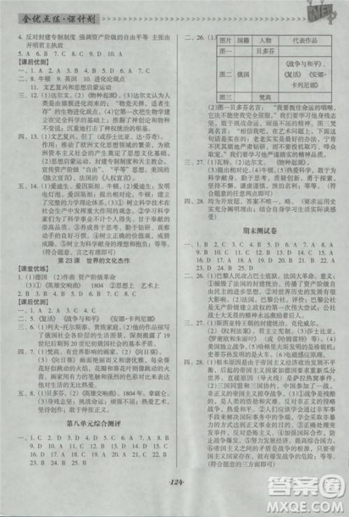 2018版全优点练课计划九年级历史上册人教版答案 2018版全优点练课计划九年级历史上册人教版答案