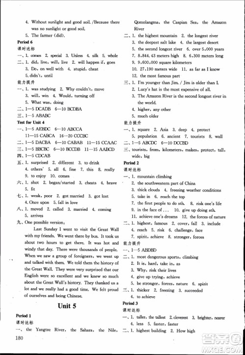 2018年五四制英语八年级上册初中基础训练参考答案