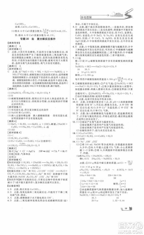 2018年崇文教育培优新帮手初中化学9年级参考答案