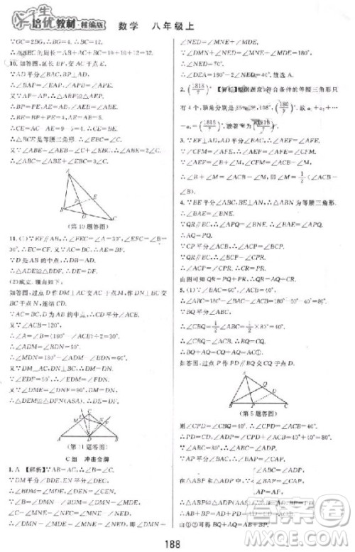 2018秋尖子生培优教材精编版数学八年级上册参考答案