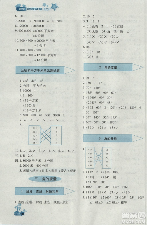2018年秋优化设计课课练4年级上册数学人教版答案 2018年秋优化设计课课练4年级上册数学人教版答案