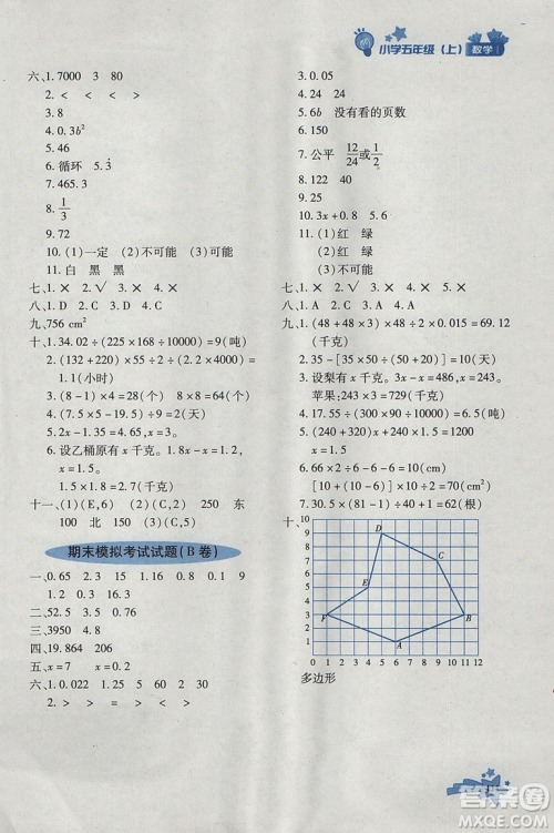 2018年秋季优化设计课课练五年级数学上册人教版答案