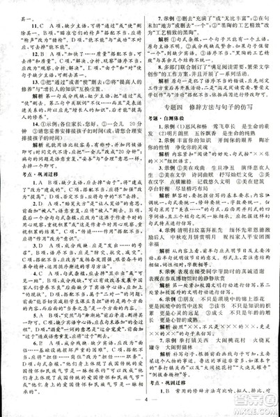 2018新版初中总复习优化设计第3版语文北师大版参考答案 2018新版初中总复习优化设计第3版语文北师大版参考答案