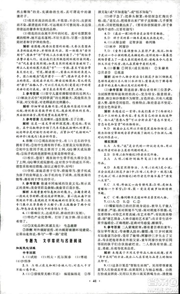 初中总复习优化设计2018人教版语文参考答案