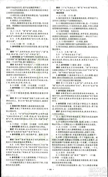 初中总复习优化设计2018人教版语文参考答案