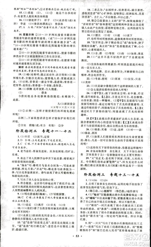 初中总复习优化设计2018人教版语文参考答案