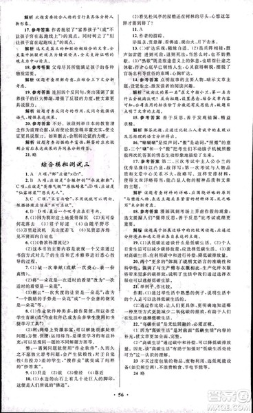 初中总复习优化设计2018人教版语文参考答案