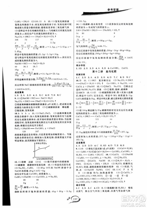 学林驿站2018秋走进重高培优讲义化学九年级人教版参考答案 学林驿站2018秋走进重高培优讲义化学九年级人教版参考答案