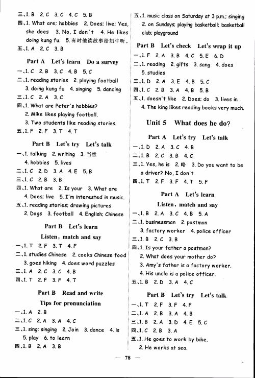 2018秋阳光同学六年级上册英语课时优化作业人教版RJ参考答案