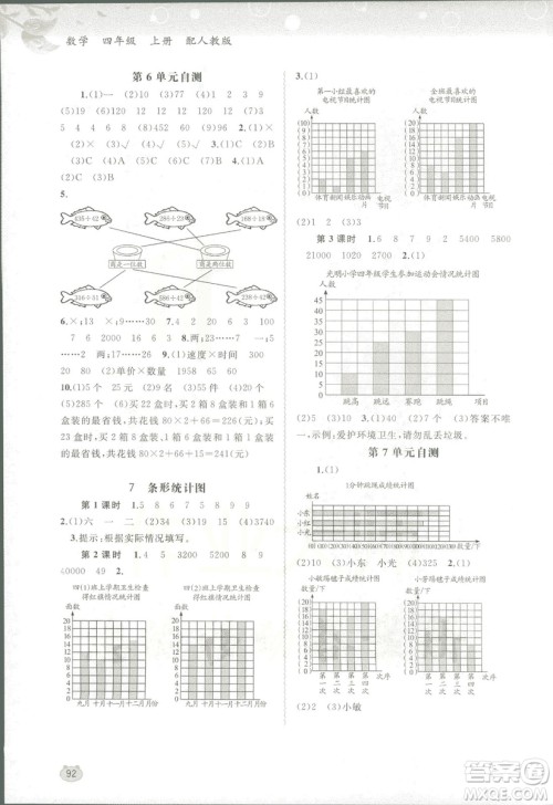 2018版新课程学习与测评同步学习数学四年级上册人教版参考答案