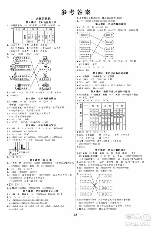 2018秋阳光同学四年级上册数学课时优化作业人教版RJ参考答案 2018秋阳光同学四年级上册数学课时优化作业人教版RJ参考答案