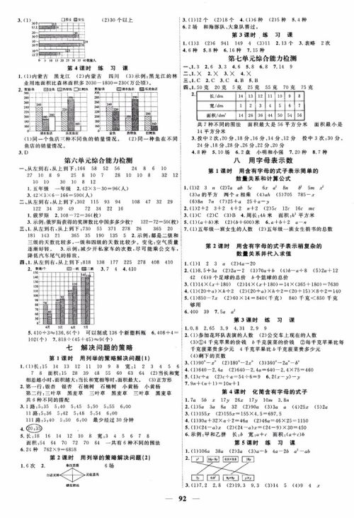2018秋阳光同学课时优化作业五年级上数学SJ苏教版参考答案