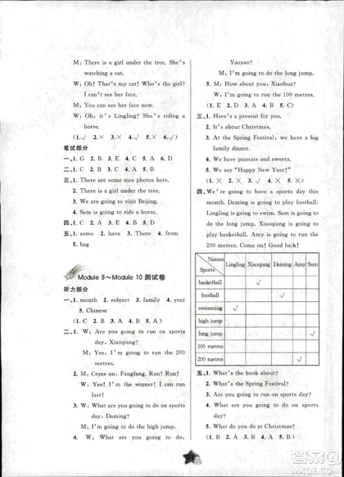 2018年小学新课程学习与测评单元双测英语四年级上册B版外研版答案