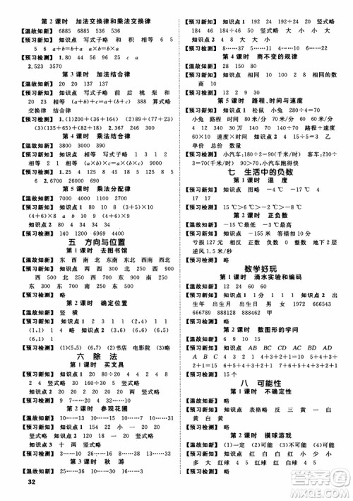 2018新版阳光同学四年级上册数学课时优化作业BS北师大版参考答案 2018新版阳光同学四年级上册数学课时优化作业BS北师大版参考答案