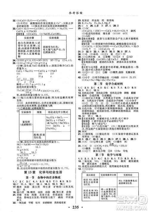 2018版新课改课堂作业化学九年级全一册北京课改版答案