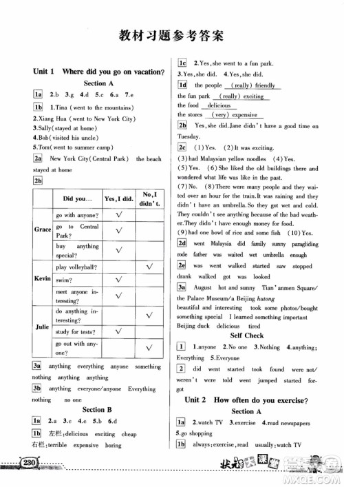 2018年状元大课堂八年级上册英语人教版参考答案 2018年状元大课堂八年级上册英语人教版参考答案