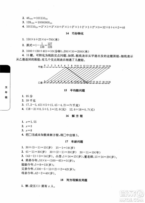 2018年津桥教育数学优等生培优60课5年级参考答案 2018年津桥教育数学优等生培优60课5年级参考答案