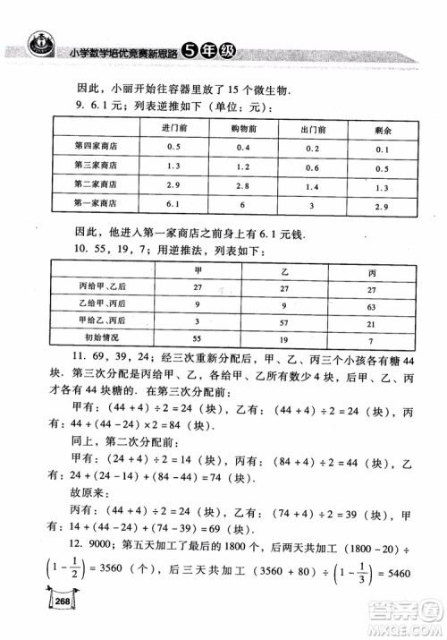 2018年小学数学培优竞赛新思路5年级参考答案 2018年小学数学培优竞赛新思路5年级参考答案