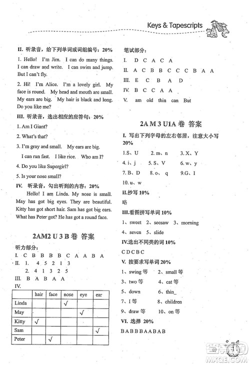 2018版名师精选课课练二年级上英语N版参考答案 2018版名师精选课课练二年级上英语N版参考答案